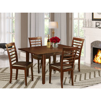 East West Furniture Mila5-Mah-Lc Milan 5 Piece Set For 4 Includes A Rectangle Kitchen Table With Butterfly Leaf And 4 Faux Leather Dining Room Chairs  36X54 Inch