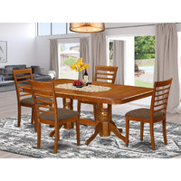 East West Furniture Naml5-Sbr-C Napoleon 5 Piece Room Set Includes A Rectangle Kitchen Table With Butterfly Leaf And 4 Linen Fabric Upholstered Dining Chairs  40X78 Inch