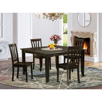 East West Furniture Pfan5-Cap-W 5 Piece Modern Dining Table Set Includes A Square Wooden Table With Butterfly Leaf And 4 Dining Room Chairs  54X54 Inch  Cappuccino
