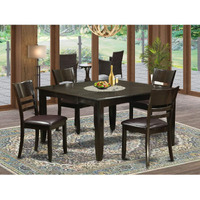 East West Furniture Pfly5-Cap-Lc 5 Piece Dining Room Table Set Includes A Square Kitchen Table With Butterfly Leaf And 4 Faux Leather Upholstered Dining Chairs  54X54 Inch  Cappuccino