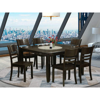 East West Furniture Pfly7-Cap-W 7 Piece Kitchen Table & Chairs Set Consist Of A Square Dining Room Table With Butterfly Leaf And 6 Solid Wood Seat Chairs  54X54 Inch  Cappuccino