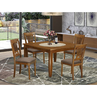 East West Furniture Pfpl5-Sbr-C 5 Piece Room Set Includes A Square Wooden Table With Butterfly Leaf And 4 Linen Fabric Kitchen Dining Chairs  54X54 Inch
