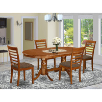 East West Furniture Plml5-Sbr-C 5 Piece Set Includes An Oval Dining Room Table With Butterfly Leaf And 4 Linen Fabric Upholstered Kitchen Chairs  42X78 Inch