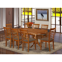 East West Furniture Plml9-Sbr-C 9 Piece Kitchen Set Includes An Oval Table With Butterfly Leaf And 8 Linen Fabric Dining Room Chairs  42X78 Inch