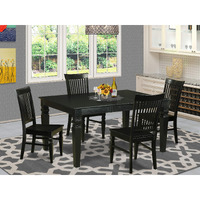 East West Furniture West5-Blk-W Weston 5 Piece Dining Set For 4 Includes A Rectangle Kitchen Table With Butterfly Leaf And 4 Dinette Chairs  42X60 Inch  Black & Cherry