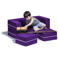 Jaxx Zipline Modular Kids Loveseat & Ottomans  Grape