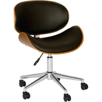 Armen Living Daphne Office Chair In Black Faux Leather And Chrome Finish  33"" X 21"" X 20""