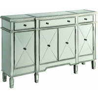 Transitional Mirror And Silver Wine Cabinet
