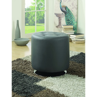 Contemporary Grey Round Ottoman