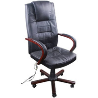 Vidaxl Black Office Massage Chair Real Leather Height Adjustable