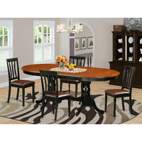 East West Furniture Plan5-Bch-Lc 5 Piece Room Furniture Set Includes An Oval Kitchen Table With Butterfly Leaf And 4 Faux Leather Upholstered Dining Chairs  42X78 Inch