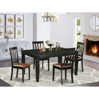 East West Furniture Wean5-Blk-Lc 5 Piece Set For 4 Includes A Rectangle Table With Butterfly Leaf And 4 Faux Leather Kitchen Dining Chairs  42X60 Inch