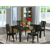East West Furniture Wedu5-Blk-W 5 Piece Room Furniture Set Includes A Rectangle Kitchen Table With Butterfly Leaf And 4 Dining Chairs  42X60 Inch  Black