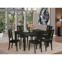 East West Furniture Wedu7-Blk-W 7 Piece Kitchen Set Consist Of A Rectangle Table With Butterfly Leaf And 6 Dining Chairs  42X60 Inch  Black