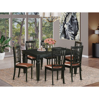 East West Furniture Weni7-Blk-Lc 7 Piece Room Set Consist Of A Rectangle Wooden Table With Butterfly Leaf And 6 Faux Leather Kitchen Dining Chairs  42X60 Inch