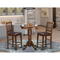 East West Furniture Edvn3-Mah-Lc Eden 3 Piece Counter Height Set Contains A Round Dining Room Table With Pedestal And 2 Faux Leather Upholstered Chairs  30X30 Inch
