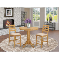 Jacf3-Oak-C 3 Pc Counter Height Dining Room Set-Pub Table And 2 Counter Height Chairs