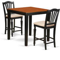 Pbch3-Blk-C 3 Pc Pub Table Set - High Top Table And 2 Kitchen Chairs.