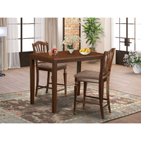 East West Furniture Yach3-Mah-C 3 Piece Kitchen Counter Set For Small Spaces Contains A Rectangle Dining Room Table And 2 Linen Fabric Upholstered Dining Chairs  30X48 Inch  Mahogany