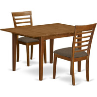 East West Furniture Mila3-Sbr-C Milan 3 Piece Dining Room Set Contains A Rectangle Kitchen Table With Butterfly Leaf And 2 Linen Fabric Upholstered Chairs  36X54 Inch