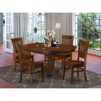 East West Furniture Keva5-Esp-W 5 Piece Kitchen Table Set For 4 Includes An Oval Dining Table With Butterfly Leaf And 4 Dining Room Chairs  42X60 Inch  Espresso
