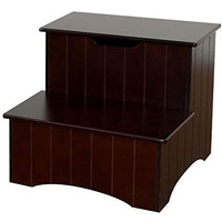 Pilaster Designs Elgin 16"" Wood Step Stool With Storage Organizer In Cherry