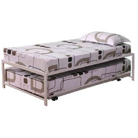 Pilaster Designs - 39'' / Twin Size White Metal High Riser Bed Frame With Pop Up Trundle