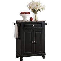Pilaster Designs - Black With Marble Finish Top Kitchen Island Storage Cabinet