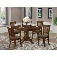 East West Furniture Keva5-Esp-C 5 Piece Kitchen Table & Chairs Set Includes An Oval Dining Room Table With Butterfly Leaf And 4 Linen Fabric Upholstered Chairs  42X60 Inch  Espresso