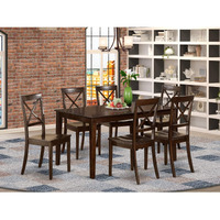 East West Furniture Cabo7S-Cap-W Capri 7 Piece Set Consist Of A Rectangle Kitchen Table And 6 Dining Chairs  36X60 Inch