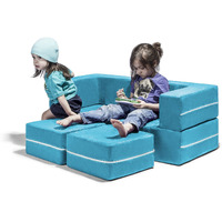 Jaxx Zipline Modular Kids Loveseat & Ottomans  Teal