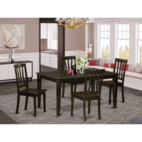 East West Furniture Capri 5 Piece Room Set Includes A Rectangle Kitchen Table And 4 Dining Chairs  36X60 Inch  Cappuccino
