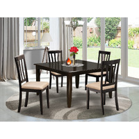 East West Furniture Pfan5-Cap-C Parfait 5 Piece Room Set Includes A Square Kitchen Table With Butterfly Leaf And 4 Linen Fabric Upholstered Dining Chairs  54X54 Inch