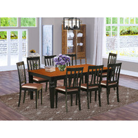 East West Furniture Lgan9-Bch-Lc 9 Piece Kitchen Set Includes A Rectangle Dining Room Table With Butterfly Leaf And 8 Faux Leather Upholstered Chairs  42X84 Inch