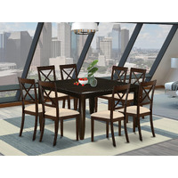 East West Furniture Pfbo9-Cap-C 9 Piece Dining Table Set Includes A Square Wooden Table With Butterfly Leaf And 8 Linen Fabric Dining Room Chairs  54X54 Inch  Cappuccino