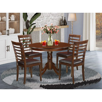 East West Furniture Hlml5-Mah-Lc 5 Piece Dining Table Set For 4 Includes A Round Kitchen Table With Pedestal And 4 Faux Leather Dining Room Chairs  42X42 Inch  Mahogany