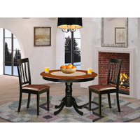 East West Furniture Hlan3-Bch-Lc 3 Piece Dining Room Table Set Contains A Round Kitchen Table With Pedestal And 2 Faux Leather Upholstered Dining Chairs  42X42 Inch  Black & Cherry