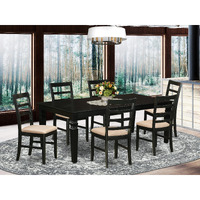 East West Furniture Lgpf7-Blk-C Logan 7 Piece Kitchen Set Consist Of A Rectangle Table With Butterfly Leaf And 6 Linen Fabric Upholstered Dining Chairs  42X84 Inch