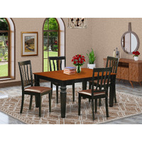 East West Furniture Wean5-Bch-Lc 5 Piece Set Includes A Rectangle Dining Room Table With Butterfly Leaf And 4 Faux Leather Upholstered Chairs  42X60 Inch