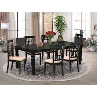 East West Furniture Lgni7-Blk-C Logan 7 Piece Kitchen Set Consist Of A Rectangle Table With Butterfly Leaf And 6 Linen Fabric Dining Room Chairs  42X84 Inch