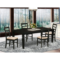 East West Furniture Lgpf5-Blk-C Logan 5 Piece Kitchen Set Includes A Rectangle Dining Room Table With Butterfly Leaf And 4 Linen Fabric Upholstered Chairs  42X84 Inch