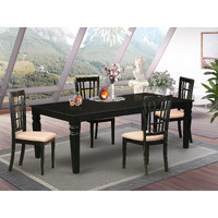 East West Furniture Lgni5-Blk-C Logan 5 Piece Kitchen Set For 4 Includes A Rectangle Table With Butterfly Leaf And 4 Linen Fabric Dining Room Chairs  42X84 Inch