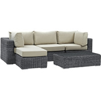 Summon 5 Piece Outdoor Patio Sunbrella Sectional Set - Canvas Antique Beige