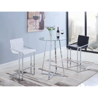 Contemporary Chrome And Glass Bar Table