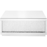 48 Inch Rectangle Crystal Coffee Table In Clear Mirror Finish