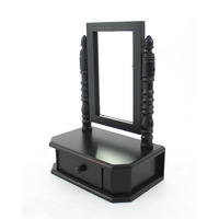 8.5 X 14 X 20 Black Traditional Drawer  Table Mirror