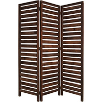 1"" X 63"" X 72"" Brown 3 Panel Solid Wood Fortress  Screen