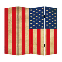 1"" X 84"" X 84"" Multi Color Wood Canvas American Flag  Screen