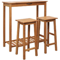 Vidaxl 3 Piece Bar Set Solid Oak Wood