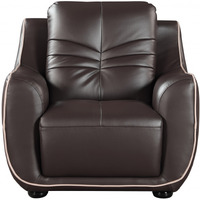 Leather Match Solid Color Flared Arms Club Chair Brown Legs